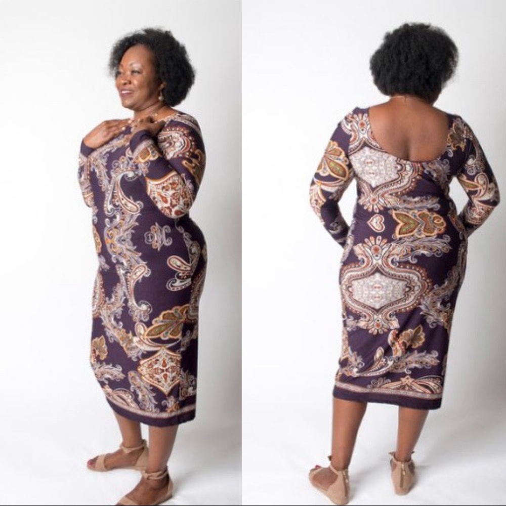 Purple Passion Plus Size Bodycon Midi Dress